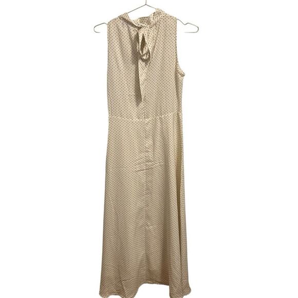 RIHOAS Sleeveless Tie Back Polka Dot Midi Dress White Black Small NWT - Picture 4 of 7